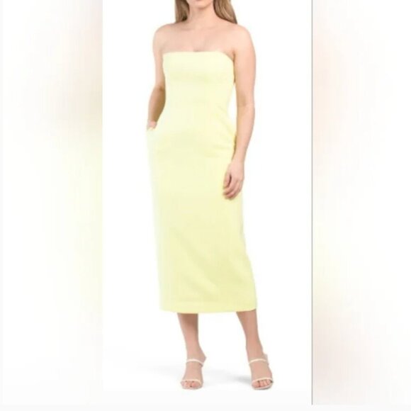 A.L.C. Elizabeth Cady Strapless Sheath Midi Dress Butter Yellow NWT